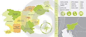 Detailed map of Slovenia with administrative divisions of the country, color vector illustration