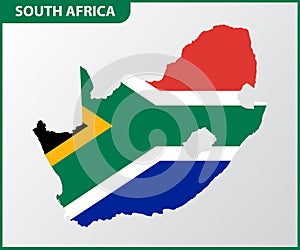 The detailed map of South Africa with National Flag
