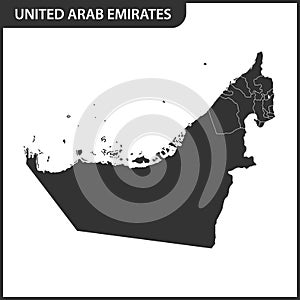The detailed map of the UAE with regions. United Arab Emirates