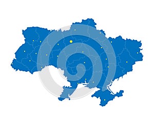 Detailed map of Ukraine with region borders and city capitals. Ukraine UA country map isolated. Vector illustration EPS