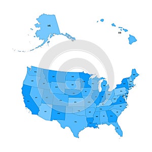 Detailed map of the United States, including Alaska and Hawaii.