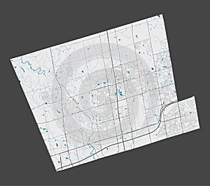 Detailed map of Vaughan city, Cityscape. Royalty free vector illustration photo