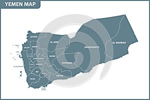 The detailed map of Yemen with regions or states. Administrative division.