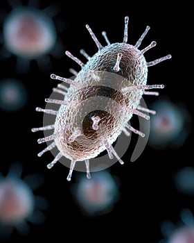 Detailed microscopic view of a virus cell