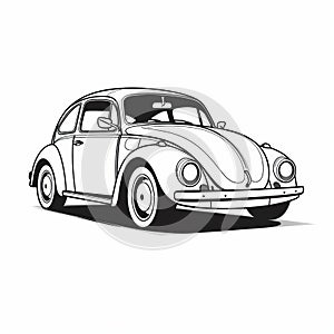 Detailed Minimalist Illustration Of An Old Volkswagen Beetle