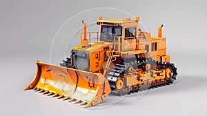 Detailed Model of an Orange Construction Bulldozer on a Plain Background. Perfect for Hobbyists and Collectors. Clear