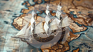 The vintage model ship.AI generated image