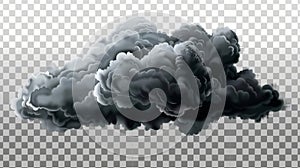 Detailed modern illustration of a thunderstorm cloud weather meteorology icon. Black storm clouds isolated against