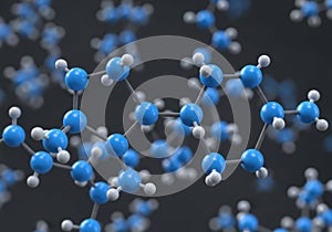 A detailed molecular structure showcasing interconnected atoms in a complex network