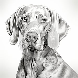 Detailed Monochrome Dog Drawing In Artgerm Style