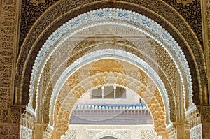 Detailed Moorish Arches in the Alhambra Palace