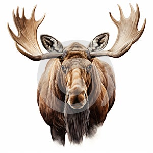 Detailed Moose Close-up Flat Drawing In 8k Ultra-clear Resolution