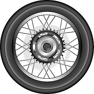 Detailed motorcycle wheel illustration