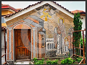 Detailed Mozaic Icon on Exterior of Church, Plovdiv Old Town, Bulgaria