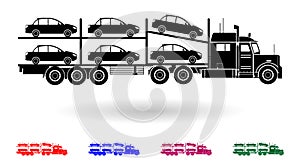 Detailed multi color car transporting truck illustration