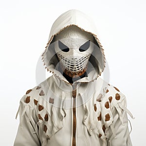 Detailed Mushroomcore Halloween Costume With White Jacket And Scarf