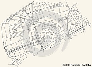 Street roads map of the Noroeste district of Cordoba, Spain photo