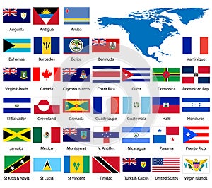 Detailed North American flags