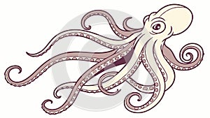Detailed Octopus Marine Life Tentacles Vector, vector design Generative AI