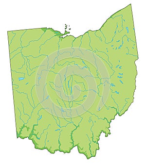 Detailed Ohio physical map.