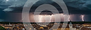detailed panoramic view of a thunderstorm on the medie ai generated