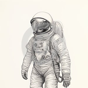 Detailed Pencil Drawing Of Astronaut In Space Suit