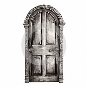 Detailed Penciling Wooden Door Wall Decals - Dark Silver - Tony Diterlizzi