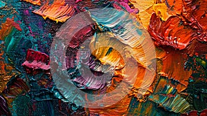.A detailed photograph capturing the fluidity of abstract paint strokes on canvas