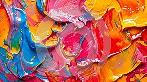 A detailed photograph capturing the fluidity of abstract paint strokes on canvas