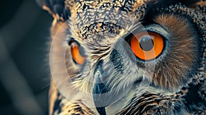 Close Up of Owl With Orange Eyes