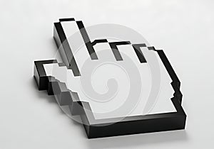 Pixelated hand cursor icon for computer interaction and web navigation isolated on white background