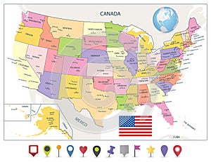 Detailed political map of the USA