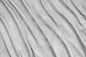 Detailed polyester white fabric texture with many folds