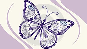 Detailed purple butterfly with patterned wings vector design Generative AI photo