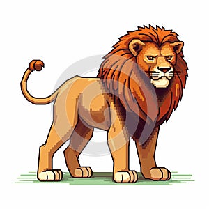 Detailed Realism: Mythological Lion In Pixel Art Style photo