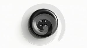 Detailed Realistic Black Plastic Sewing Button Isolated on White Background