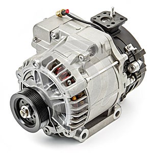 Realistic car motor isolated on white background photo