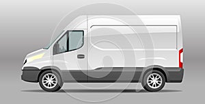 Detailed realistic Delivery Van vector Mockup template. Cargo van Template for Corporate identity design on transport and Car