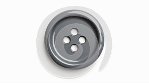 Detailed Realistic Gray Plastic Button Isolated on White Background
