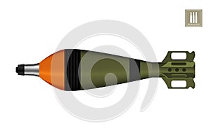 Detailed realistic image of tank mine. Army rocket explosive. Weapon icon. Military object photo