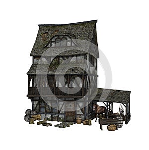 Detailed reconstruction of a medieval house photo