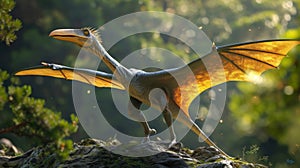 A detailed reconstruction of a Pterodactyl one of the most wellknown dinosaurs thanks to its appearance in the Juric