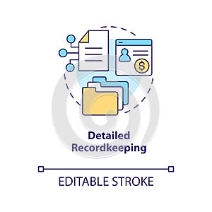 Detailed recordkeeping concept icon