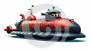 Detailed Red Submarine: Realistic Rendering Inspired By Looney Tunes
