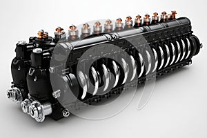 Powerful Black Industrial Engine, Detailed 3D Render