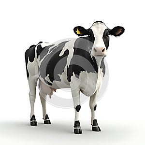 A Detailed Render of a Holstein Cow Isolated on White Background photo