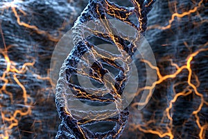 DNA strand on a dark background. photo