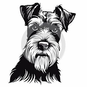 Detailed Schnauzer Dog Silhouette: Laser Cut File For Miniature Schnauzer Face