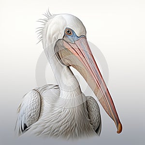 Detailed Scientific Illustration Of Pelican Head In Colorized Style