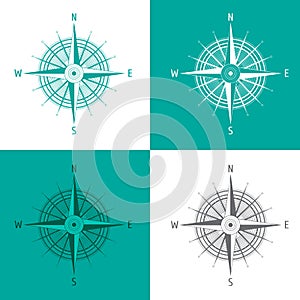 Detailed set Compass Windrose on white photo